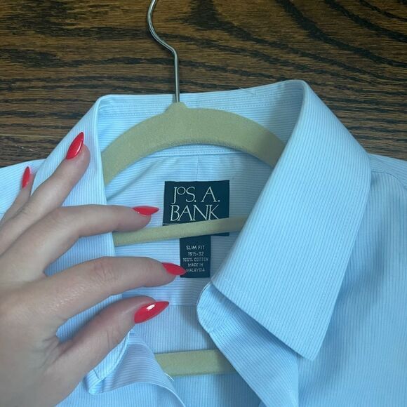 jos a bank long sleeve button down blue striped - Picture 3 of 3